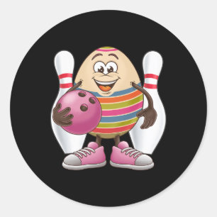 Easter Egg Colourful Costume Bowling Player Team L Classic Round Sticker