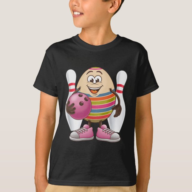 Easter Egg Colourful Costume Bowling Player Team L T-Shirt (Front)