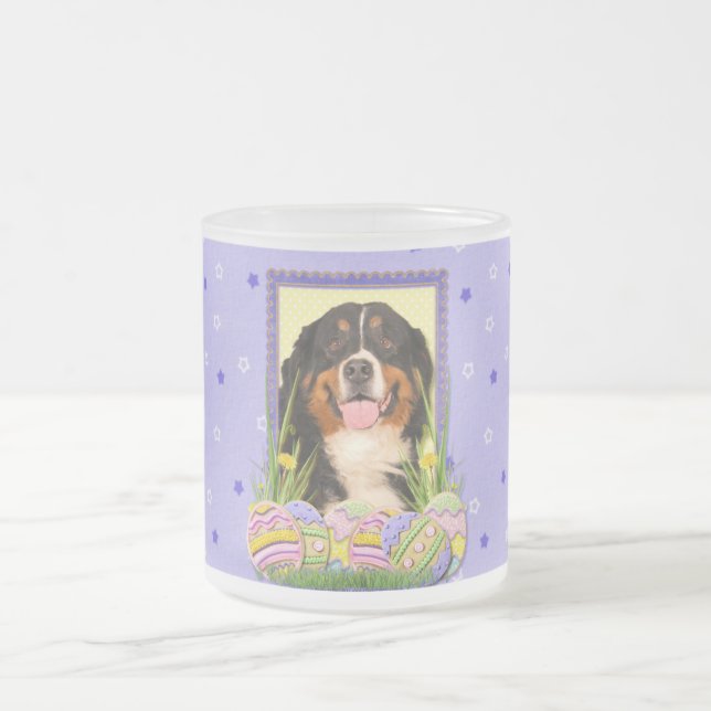 Easter Egg Cookies - Bernese Mountain Dog Frosted Glass Coffee Mug (Center)