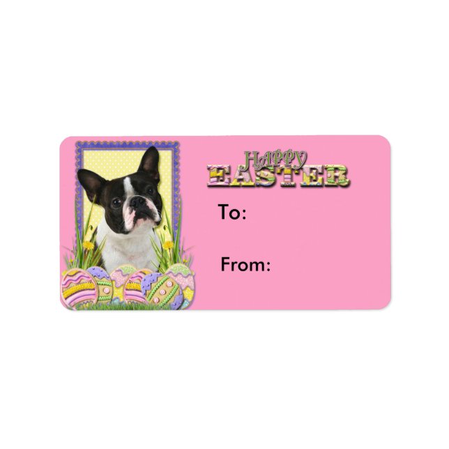 Easter Egg Cookies - Boston Terrier Label (Front)