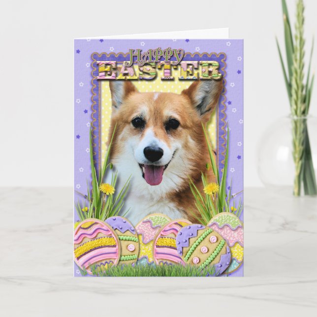 Easter Egg Cookies - Corgi Holiday Card (Front)