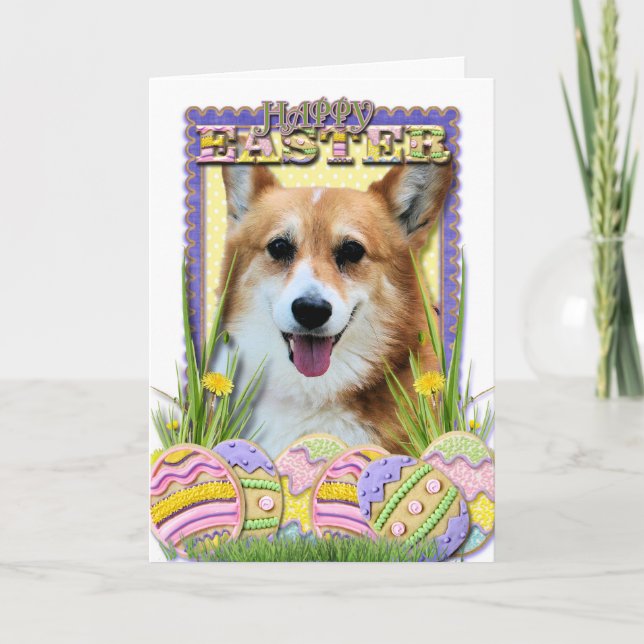 Easter Egg Cookies - Corgi Holiday Card (Front)