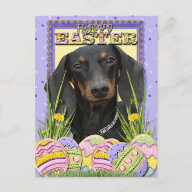 Easter Egg Cookies - Dachshund Holiday Postcard (Front)