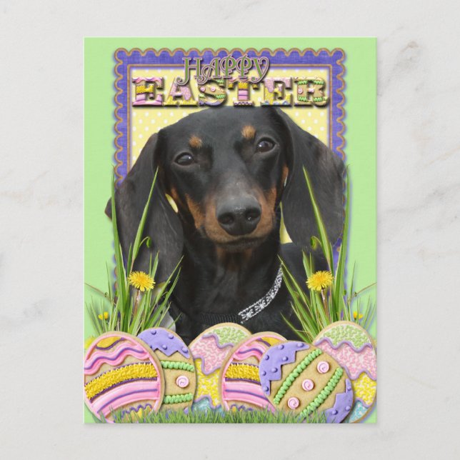Easter Egg Cookies - Dachshund Holiday Postcard (Front)