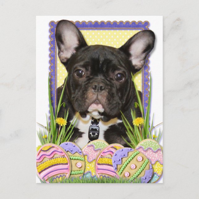 Easter Egg Cookies - French Bulldog Holiday Postcard (Front)