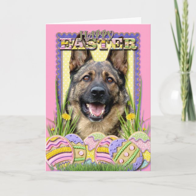 Easter Egg Cookies - German Shepherd Holiday Card (Front)