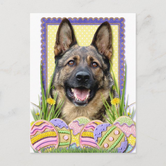 Easter Egg Cookies - German Shepherd Holiday Postcard (Front)