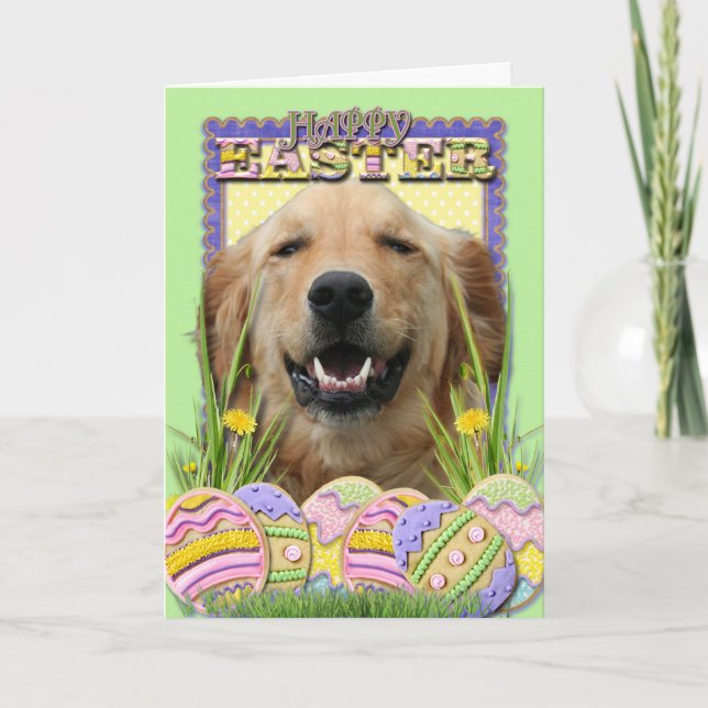 Easter Egg Cookies - Golden Retriever Holiday Card (Front)