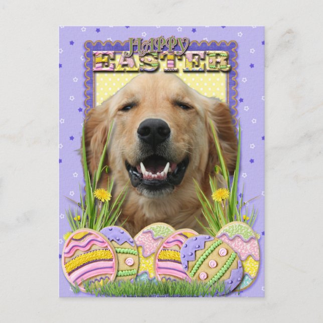 Easter Egg Cookies - Golden Retriever Holiday Postcard (Front)