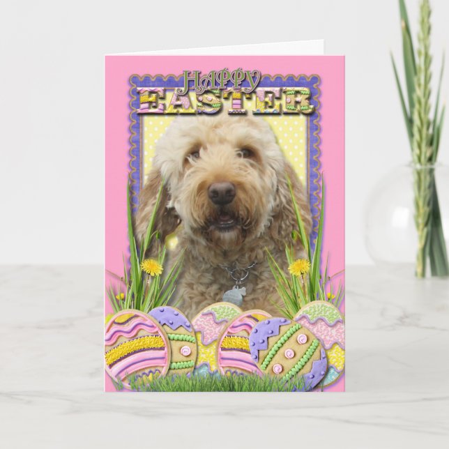 Easter Egg Cookies - GoldenDoodle Holiday Card (Front)