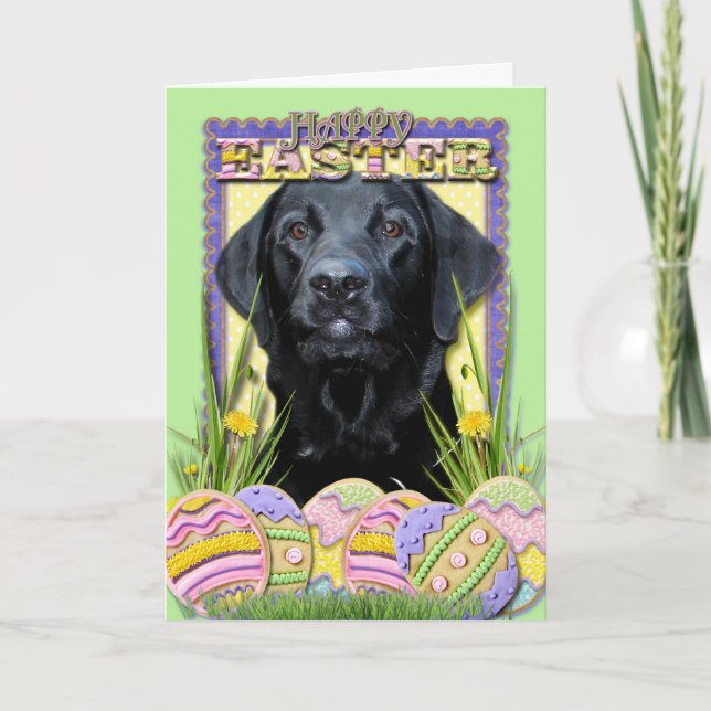 Easter Egg Cookies - Labrador - Black Holiday Card (Front)