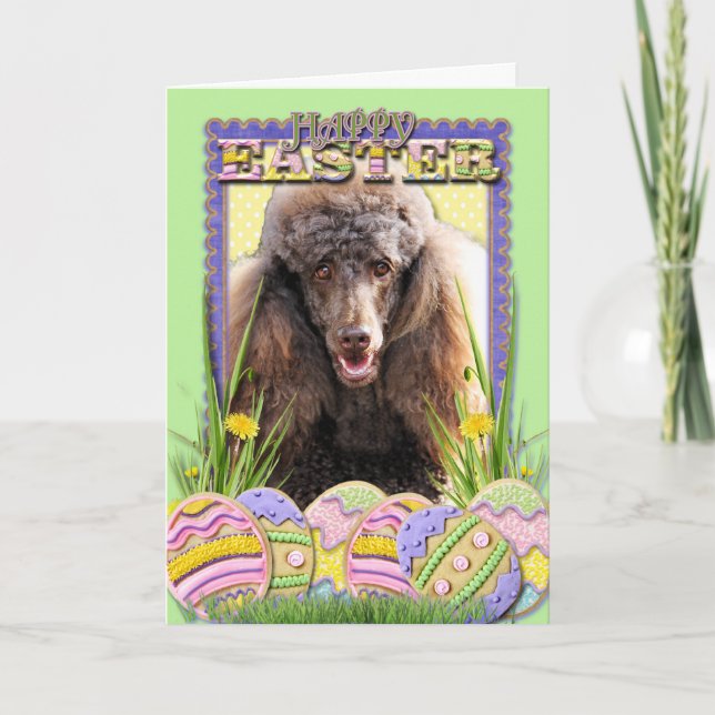 Easter Egg Cookies - Poodle - Chocolate Holiday Card (Front)