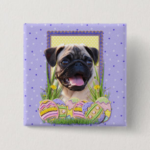 Easter Egg Cookies - Pug 15 Cm Square Badge