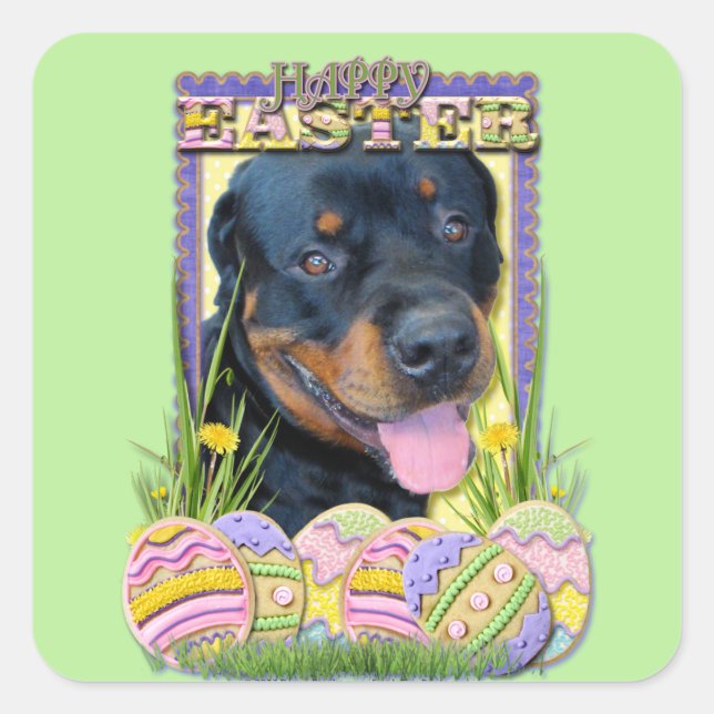 Easter Egg Cookies - Rottweiler - Harley Square Sticker (Front)