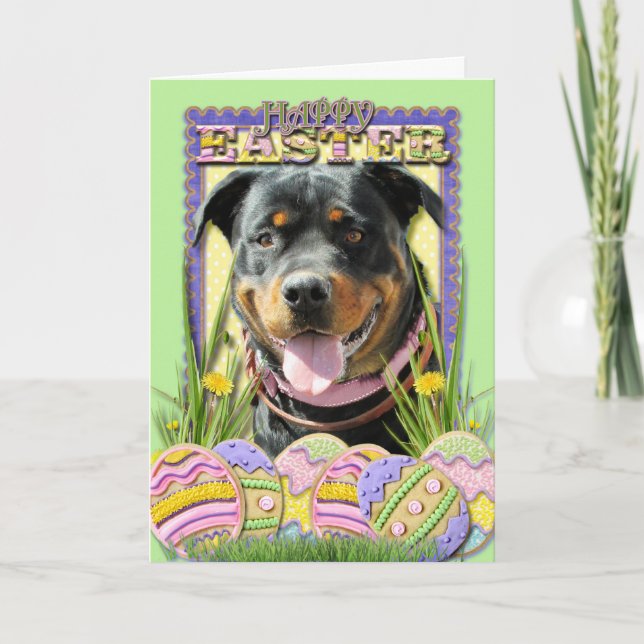 Easter Egg Cookies - Rottweiler Holiday Card (Front)