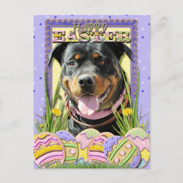 Easter Egg Cookies - Rottweiler Holiday Postcard (Front)