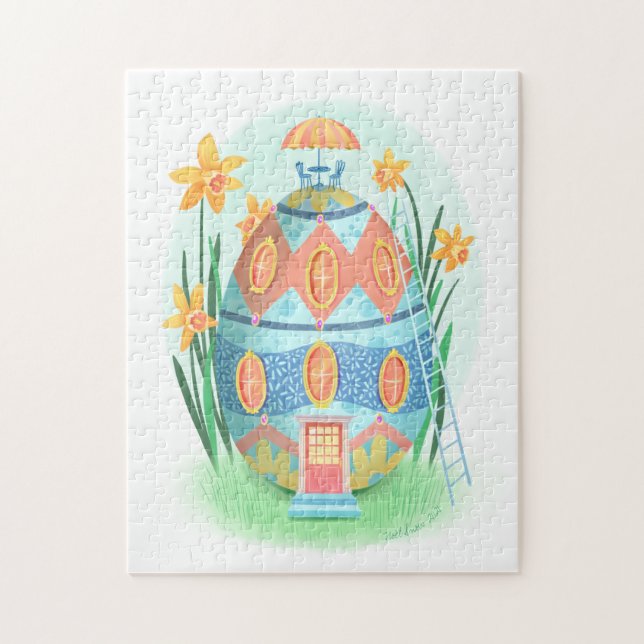 Easter Egg Cottage and Daffodils Jigsaw Puzzle (Vertical)