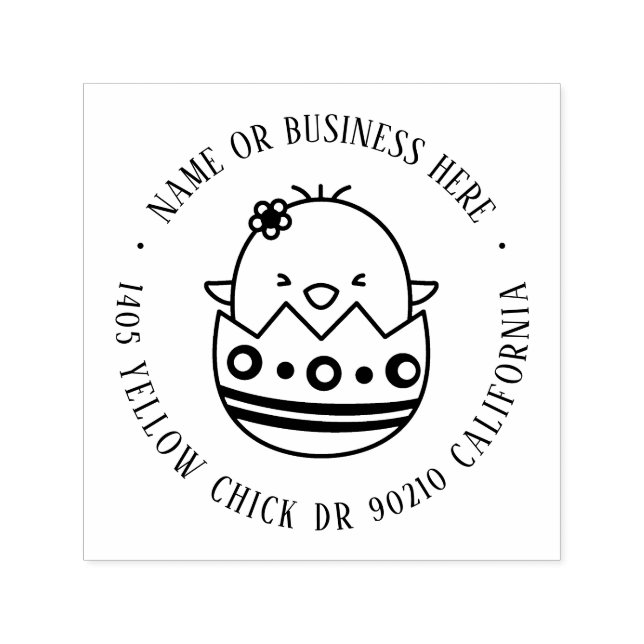 Easter Egg Cute Chick Custom Name Return Address Self-inking Stamp (Design)