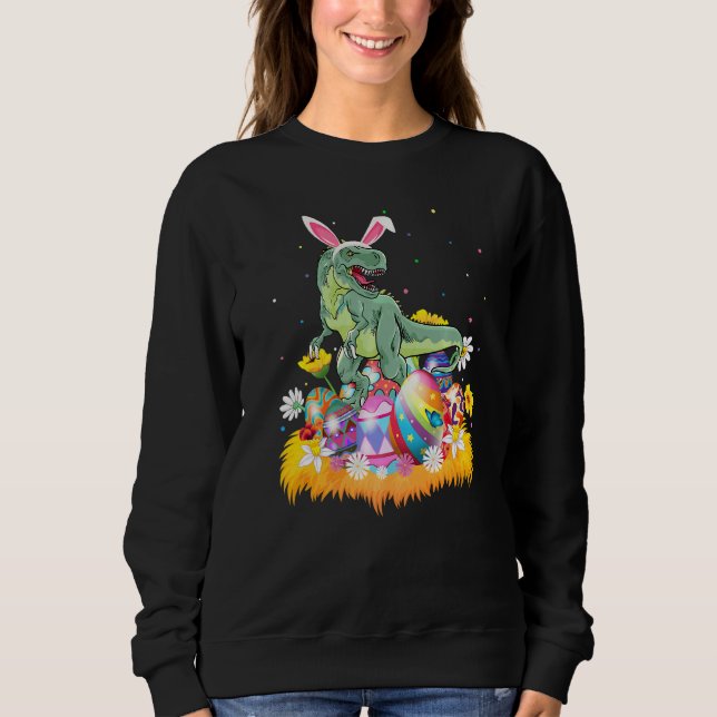 Easter Egg  Cute T Rex Dinosaur Easter Sunday Sweatshirt (Front)