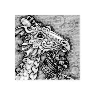 EASTER EGG DRAGON, FANTASY RUBBER STAMP Close Up