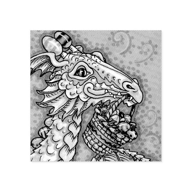 EASTER EGG DRAGON, FANTASY RUBBER STAMP Close Up (Imprint)