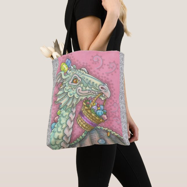 EASTER EGG DRAGON SPRING TOTE BAG Medium Grey (Close Up)