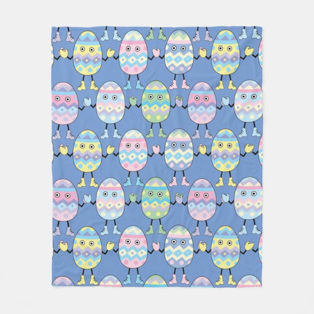 Easter Egg Eggheads Fleece Blanket (Front)
