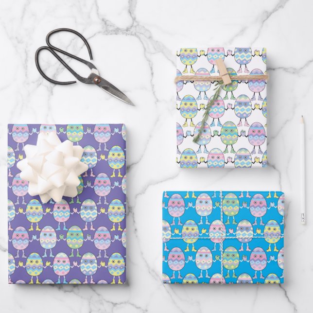 Easter Egg Eggheads Wrapping Paper (Front)