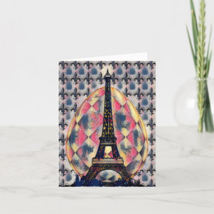 Easter Egg Eiffel Tower, Paris Fleur-de-lis Holiday Card