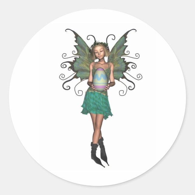 Easter Egg Fairy Classic Round Sticker (Front)