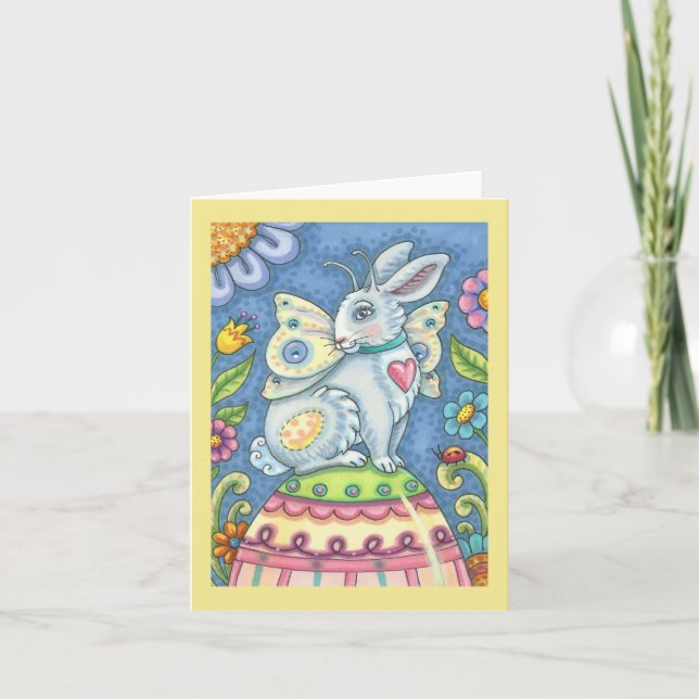 EASTER EGG FAIRY, RABBIT NOTE CARD Blank (Front)