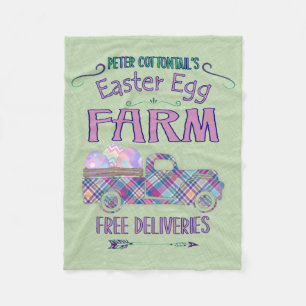 Easter Egg Farm Antique Truck Plaid Sign Fleece Blanket