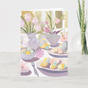 Easter Egg Floral Watercolor Tea Party Holiday Card