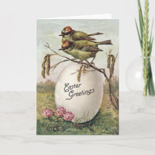 Easter Egg Flower Bird Holiday Card