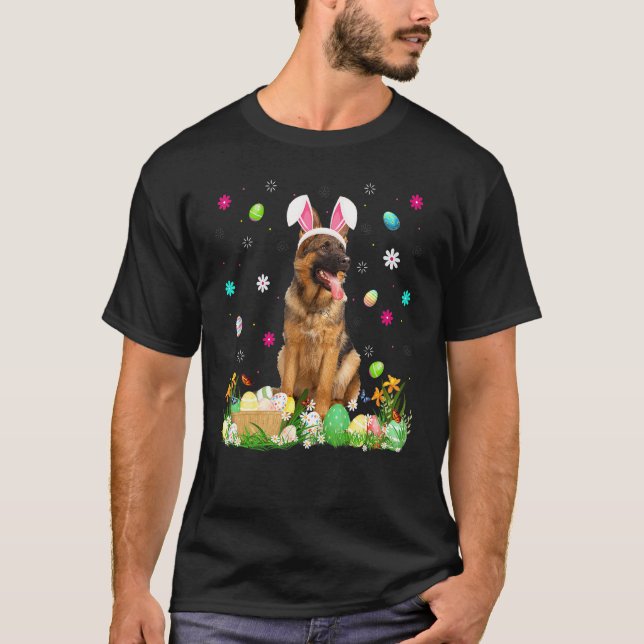 Easter Egg  Funny German Shepherd Dog Easter Sunda T-Shirt (Front)