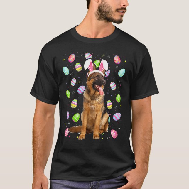 Easter Egg Funny German Shepherd Dog Easter Sunday T-Shirt (Front)