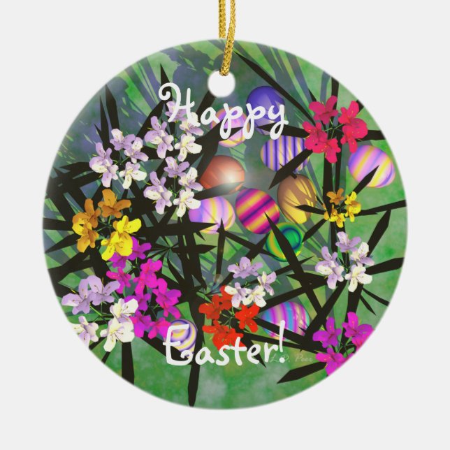 Easter Egg Garden Ceramic Tree Decoration (Front)