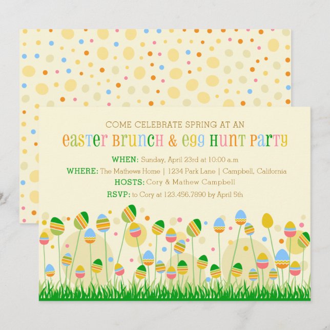 Easter Egg Garden Easter Brunch and Easter Hunt Invitation (Front/Back)