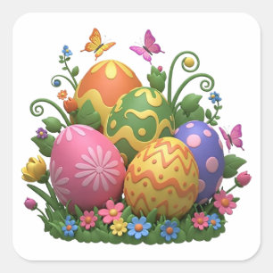 EASTER EGG GARDEN SQUARE STICKER