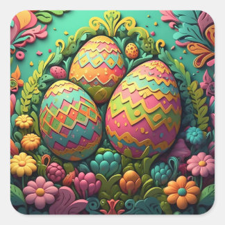 EASTER EGG GARDEN SQUARE STICKER