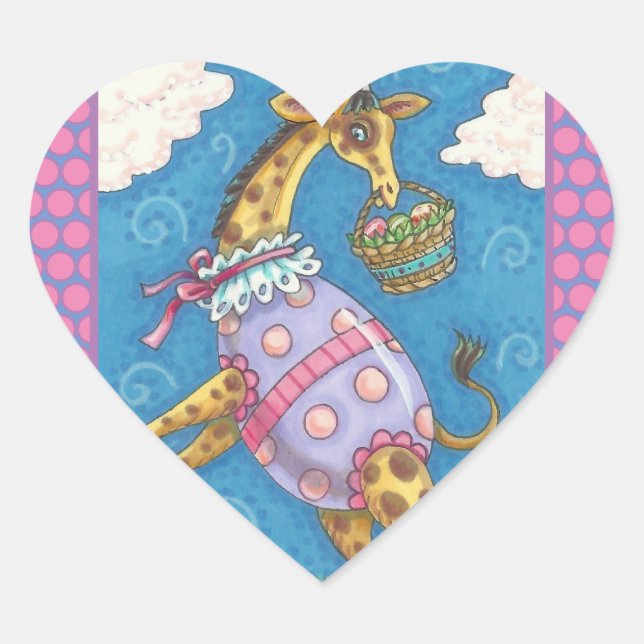 EASTER EGG GIRAFFE & TULIPS, SPRING STICKERS Cute (Front)