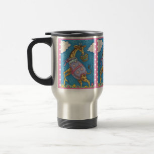 EASTER EGG GIRAFFE & TULIPS, SPRING TRAVEL MUG