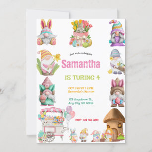 Easter Egg Gnomes Birthday girls Invitation