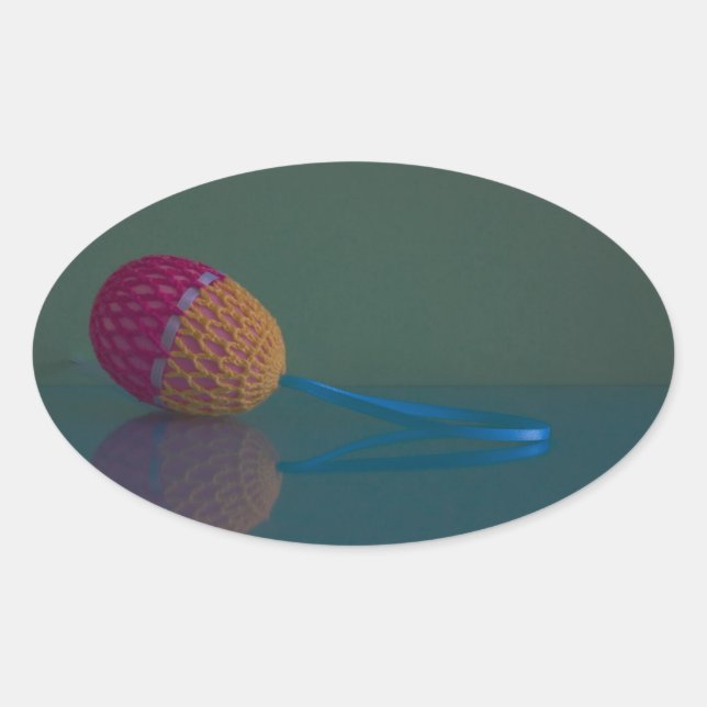 Easter Egg Holiday Blue and Green Oval Sticker  (Front)