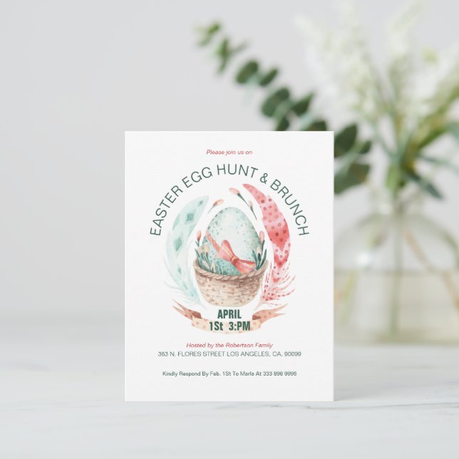 Easter egg hun easter brunch invite (Standing Front)