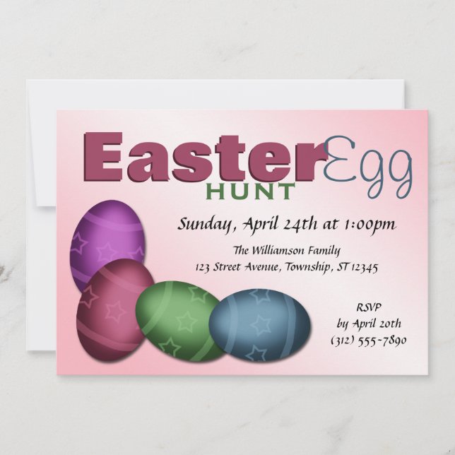 Easter Egg Hunt ~ 4 Egg Easter Invitations (Front)