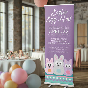 Easter Egg Hunt Advertisement - Cute Bunny Rabbits Retractable Banner