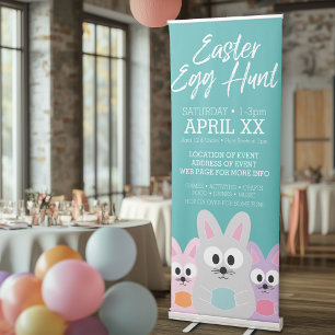 Easter Egg Hunt Advertisement - Cute Bunny Rabbits Retractable Banner