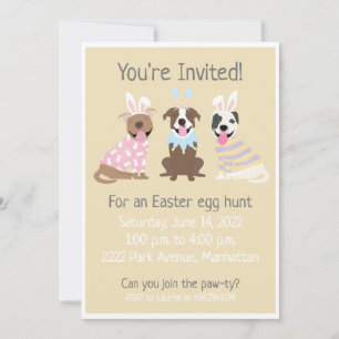 Easter Egg Hunt American Pit Bull Terrier Dogs Invitation