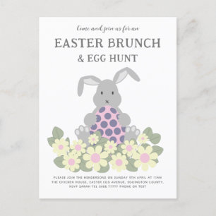Easter Egg Hunt and Brunch Bunny Floral Invitation Postcard